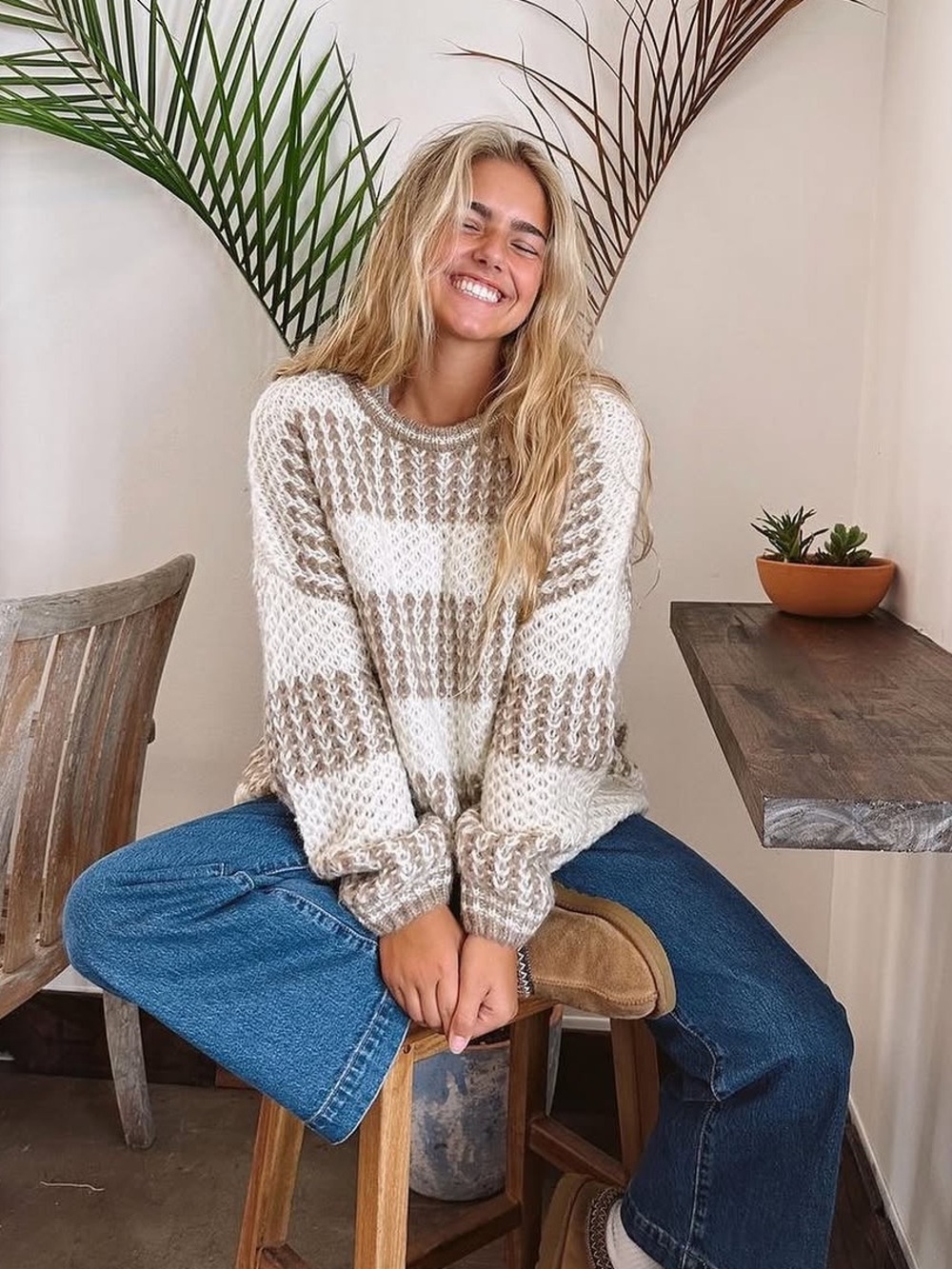 Grey Bandit Dana Stripe Chunky Sweater Small